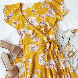 Free People French Quarter Yellow Wrap Dress